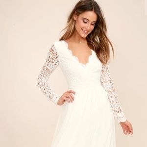Lulus Awaken My Love Long Sleeve Lace Maxi Dress
